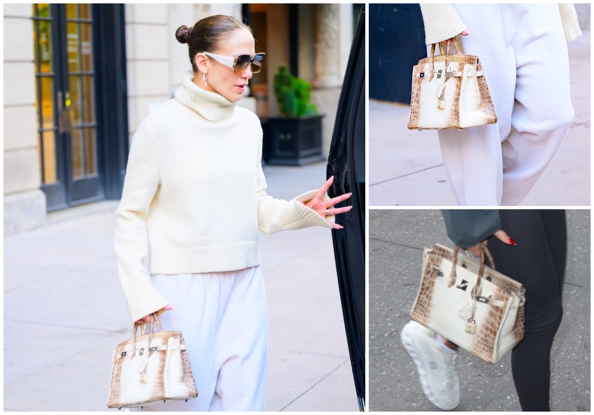 Colaj de imagini cu geanta lui Jennifer Lopez