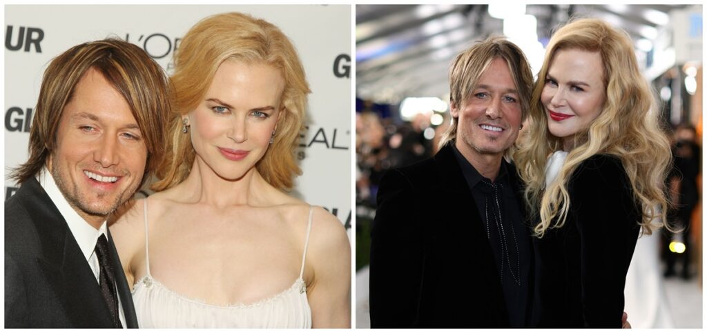 Nicole Kidman și Keith Urban într-un colaj cu fotografii făcute la 10 ani distanță